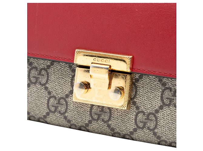 Gucci Beiger GG Supreme Padlock Geldbörse mit Kette - Ansicht 6