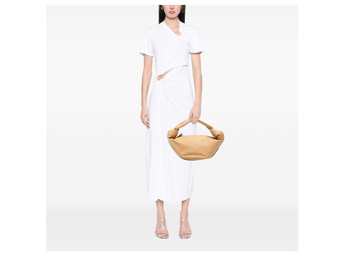 Borsa Mini Double Knot in Pelle Marrone di Bottega Veneta Caramello - vista 7