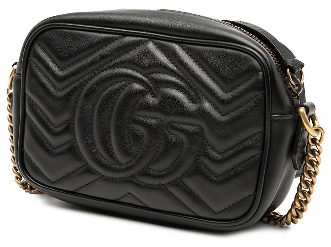 Gucci Mini GG Marmont in pelle nera matelassé a tracolla Nero - vista 2