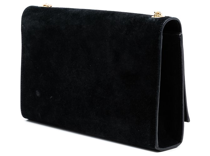 Borsa a tracolla Kate Monogram in suede nero medio con frange Saint Laurent - vista 2