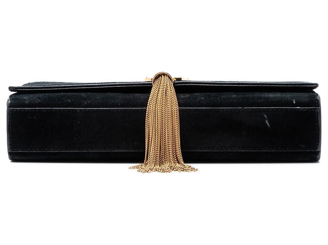 Borsa a tracolla Kate Monogram in suede nero medio con frange Saint Laurent - vista 3