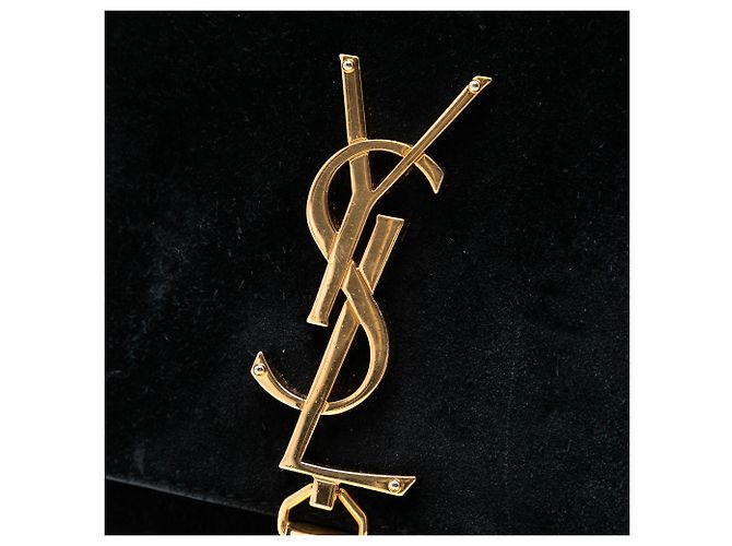 Borsa a tracolla Kate Monogram in suede nero medio con frange Saint Laurent - vista 5