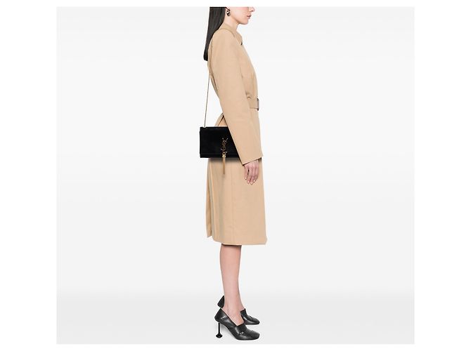Borsa a tracolla Kate Monogram in suede nero medio con frange Saint Laurent - vista 7
