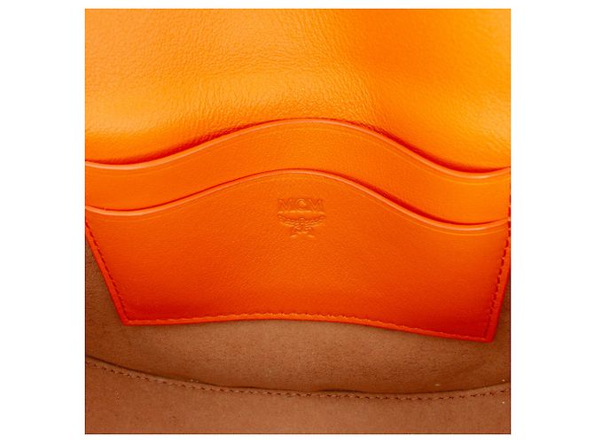 MCM Mini Patricia em couro laranja conversível em crossbody - vista 5