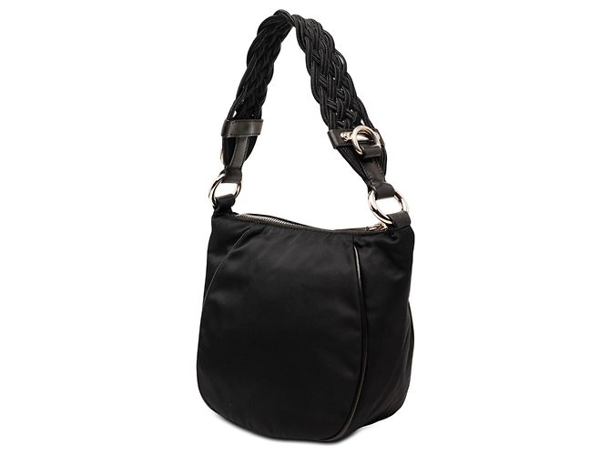 Borsa intrecciata in tessuto nero Prada - vista 2