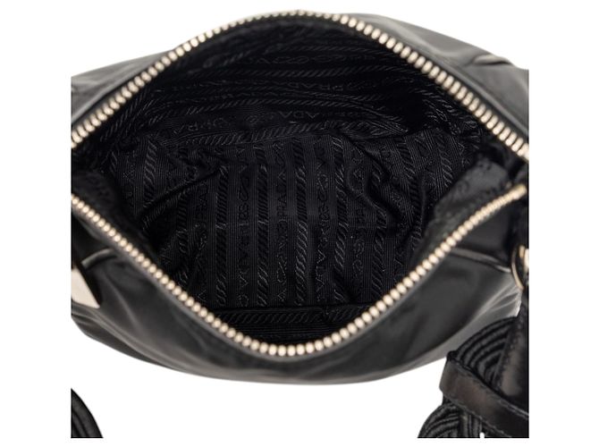Borsa intrecciata in tessuto nero Prada - vista 4