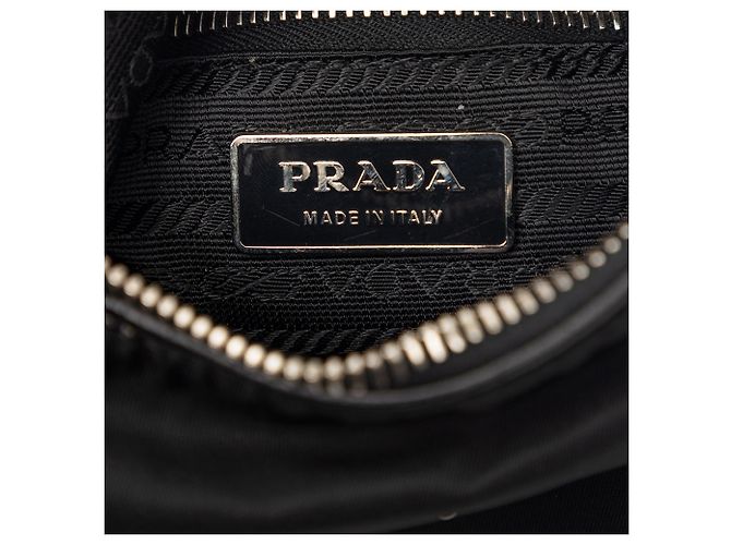 Borsa intrecciata in tessuto nero Prada - vista 5