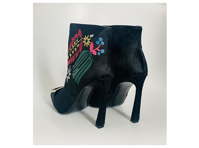 Roger Vivier Lederstiefeletten mit Blumenmuster schwarz Mehrfarben - Ansicht 3