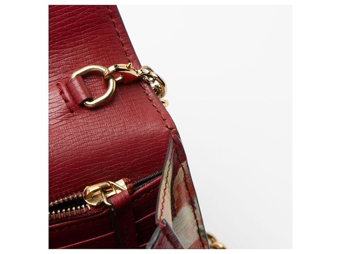 Cartera de cuero Gucci Blooms con cadena Interlocking G Roja - vista 10