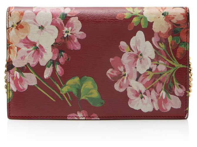 Cartera de cuero Gucci Blooms con cadena Interlocking G Roja - vista 3
