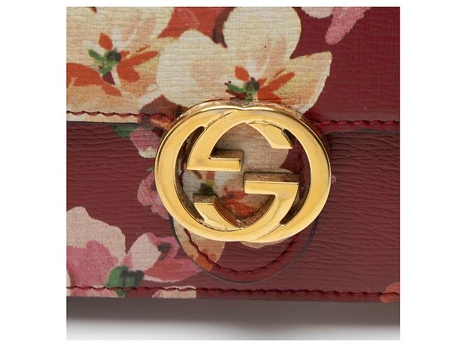 Cartera de cuero Gucci Blooms con cadena Interlocking G Roja - vista 9