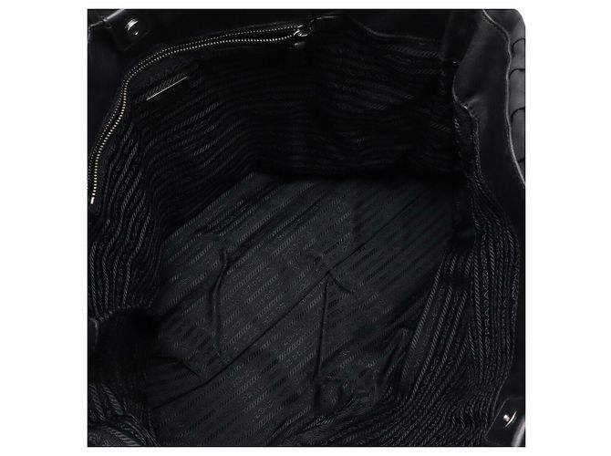 Prada Gathered Nylon-Leder Tote Bag Schwarz - vue 6