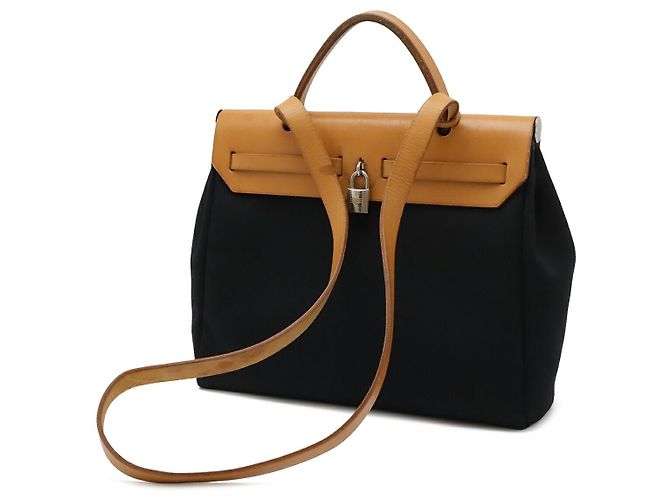 Sac 2 en 1 Herbag PM en toile d'Hermès Noir - vue 2