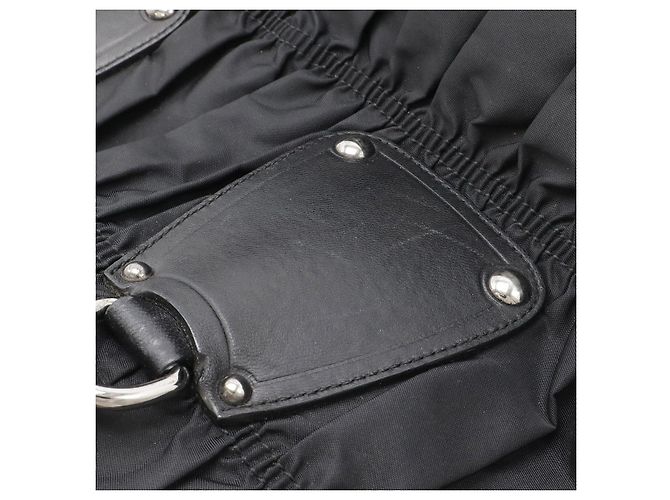 Borsa Tote in Nylon Pieghettato e Pelle Prada Nero - vista 5