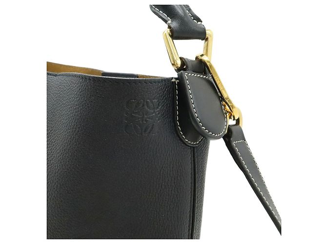 Borsa in pelle Loewe Anagram T Bucket Small Nero - vista 4