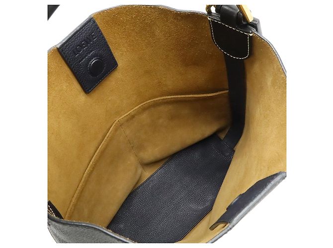 Borsa in pelle Loewe Anagram T Bucket Small Nero - vista 9