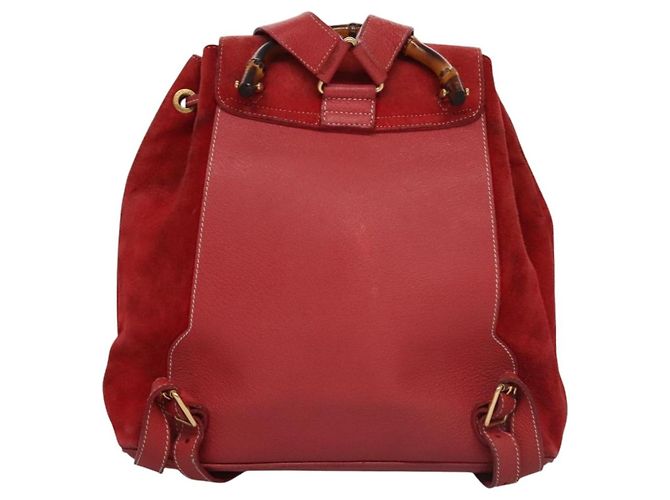 Gucci Vintage Bamboo Suede and Leather Rosso - vista 2