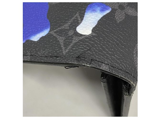 Brazza Louis Vuitton Monogram Eclipse Langbörse Schwarz Blau - Ansicht 6