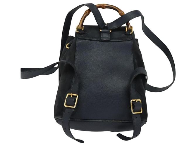Gucci Gucci bamboo daim mini Blu navy - vista 2