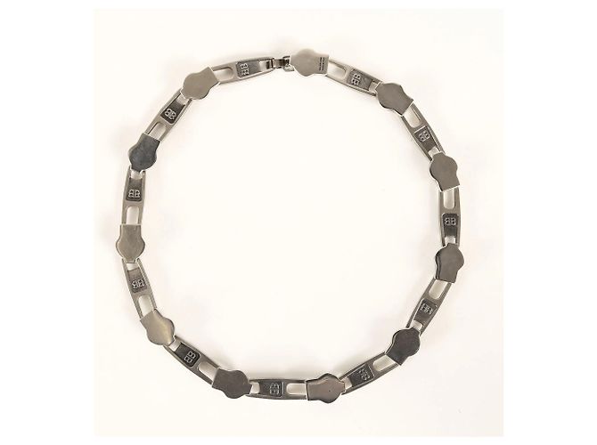 Collana choker in catena con zip argentata Balenciaga 21SS Argento - vista 2