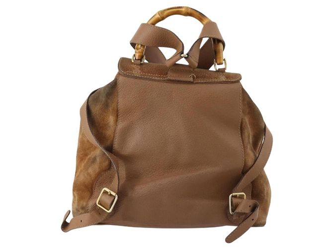 Gucci Vintage Bamboo Camoscio e Pelle Marrone - vista 2