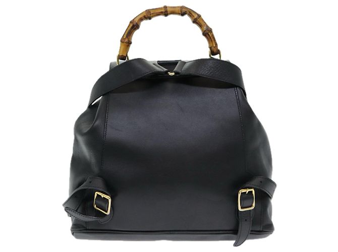 Gucci Vintage Bamboo Leather Nero - vista 2