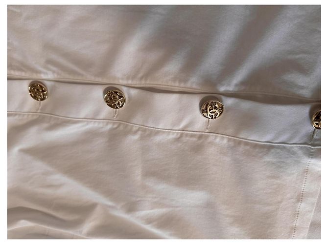 Camiseta de algodón blanca Chanel con botones dorados Blanco - vista 12