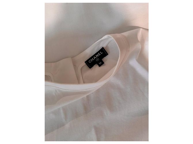 Camiseta de algodón blanca Chanel con botones dorados Blanco - vista 14