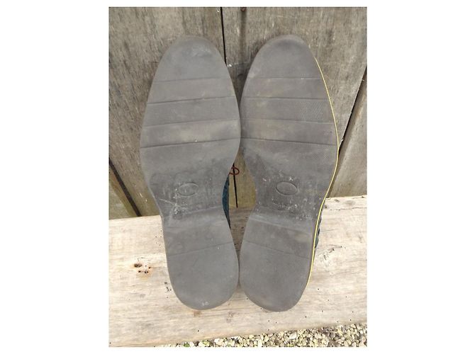Autre Marque Scarpe Derby Botti Uomo in Pelle Intrecciata Blu Verde - vista 5