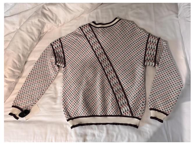 Chanel Strickset - Pullover und Rock Weiß Rot Blau - Ansicht 10