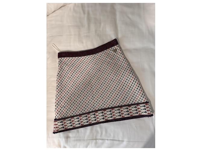 Chanel Strickset - Pullover und Rock Weiß Rot Blau - Ansicht 11