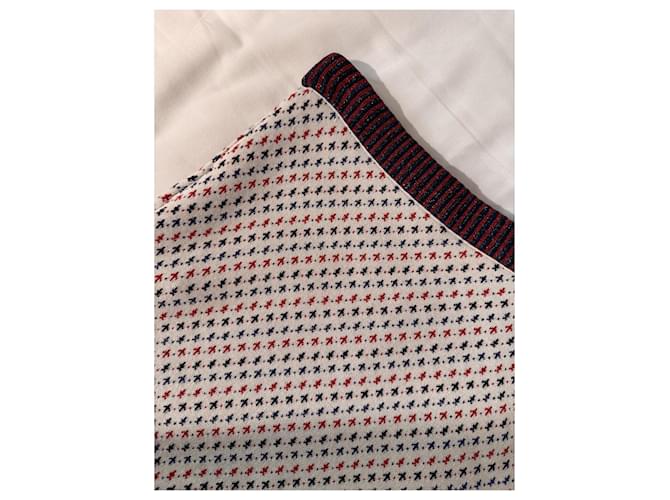 Chanel Strickset - Pullover und Rock Weiß Rot Blau - Ansicht 16