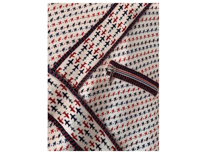 Chanel Strickset - Pullover und Rock Weiß Rot Blau - Ansicht 6