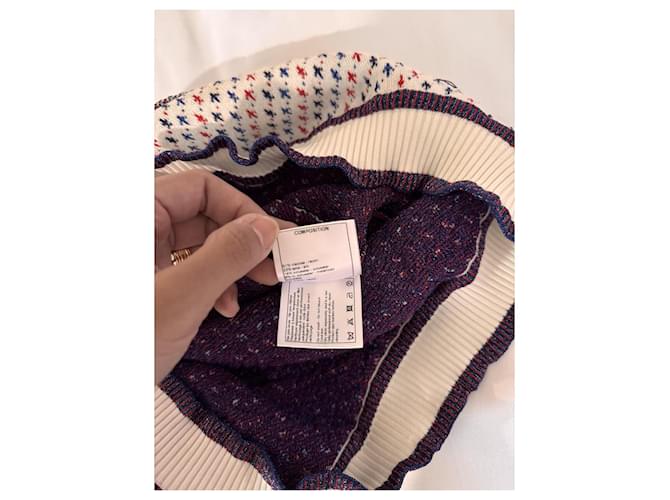 Chanel Strickset - Pullover und Rock Weiß Rot Blau - Ansicht 9