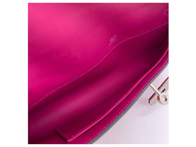 Hermès Pelle swift rosa chiaro Kelly Viola scuro - vista 5