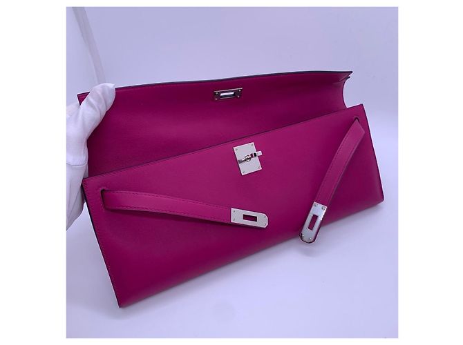 Hermès Pelle swift rosa chiaro Kelly Viola scuro - vista 2