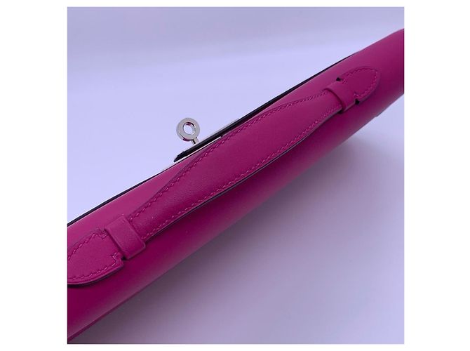Hermès Pelle swift rosa chiaro Kelly Viola scuro - vista 3