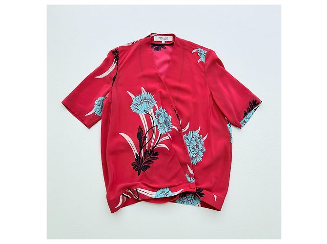 Top de seda Diane Von Furstenberg con estampado floral rojo Roja Multicolor - vista 4