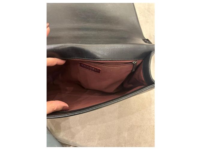 Chanel Boy Flap Borsa a spalla in pelle di agnello trapuntata argento Nero - vista 5