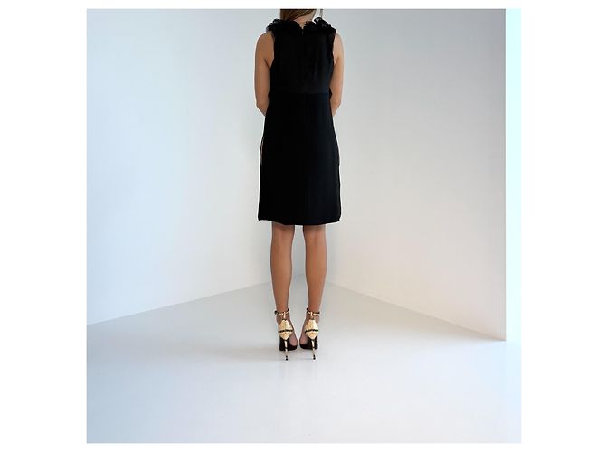 Chloé Schwarzes Kleid aus Seidenmischung mit Rüschen Größe 36 - Ansicht 10