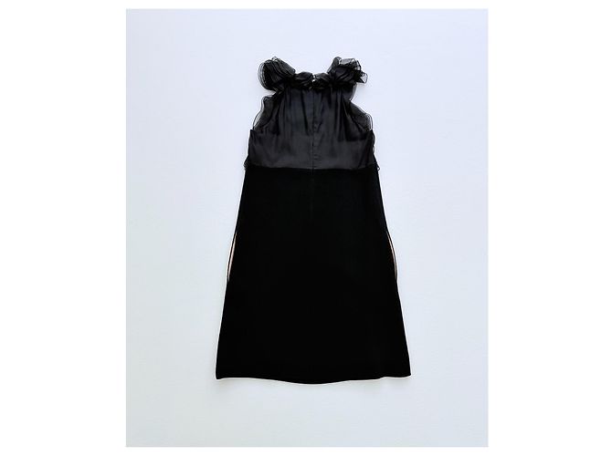 Chloé Schwarzes Kleid aus Seidenmischung mit Rüschen Größe 36 - Ansicht 3