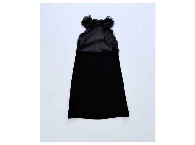 Chloé Schwarzes Kleid aus Seidenmischung mit Rüschen Größe 36 - Ansicht 4