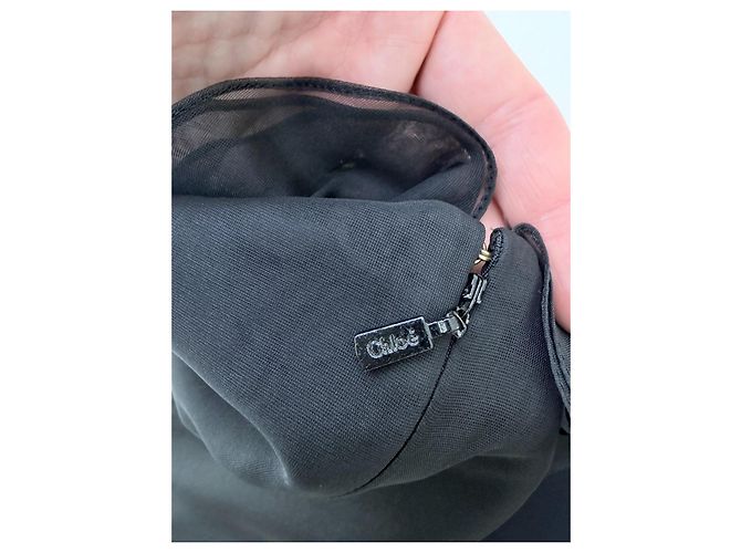 Chloé Schwarzes Kleid aus Seidenmischung mit Rüschen Größe 36 - Ansicht 8