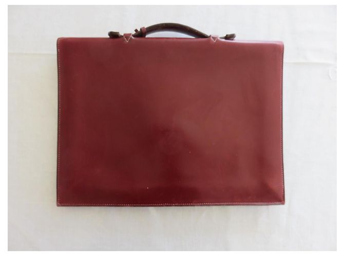Sac à dépêches Hermès Sac à dépeches HERMES, état neuf, 1 soufflet, 2 compartiments intérieur Bordeaux - vue 2