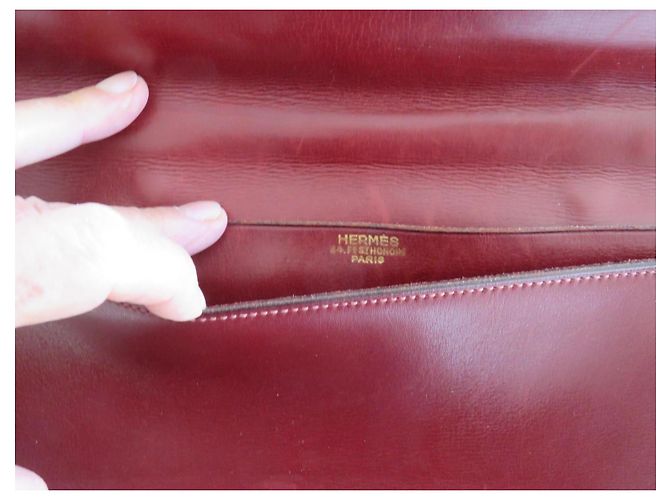 Sac à dépêches Hermès Sac à dépeches HERMES, état neuf, 1 soufflet, 2 compartiments intérieur Bordeaux - vue 4