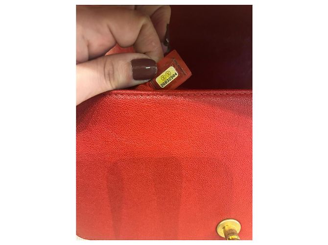 Chanel Borsa Boy Flap Rossa in Pelle Caviar Rosso - vista 9