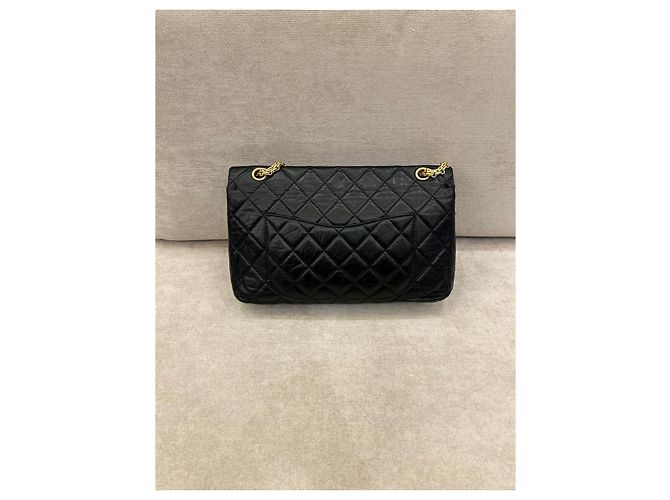 Chanel 2.55 Borsa a tracolla in pelle nera trapuntata con finiture dorate Nero - vista 3