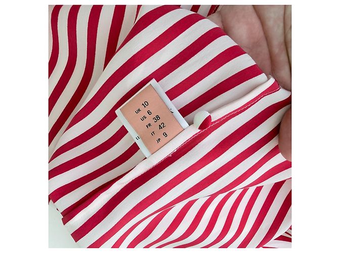 Autre Marque Maggie Marilyn Seiden Hemdkleid gestreift rot weiß - Ansicht 10