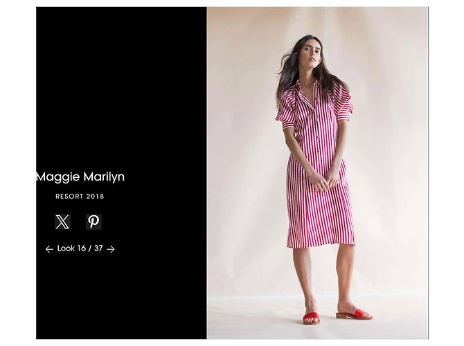 Autre Marque Maggie Marilyn Seiden Hemdkleid gestreift rot weiß - Ansicht 12