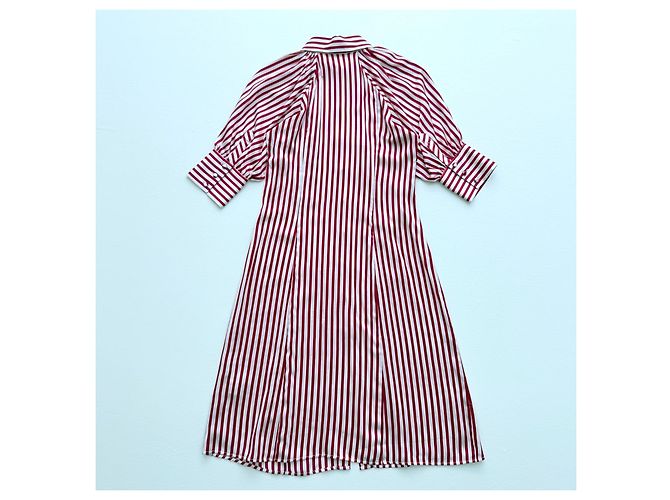 Autre Marque Maggie Marilyn Seiden Hemdkleid gestreift rot weiß - Ansicht 4